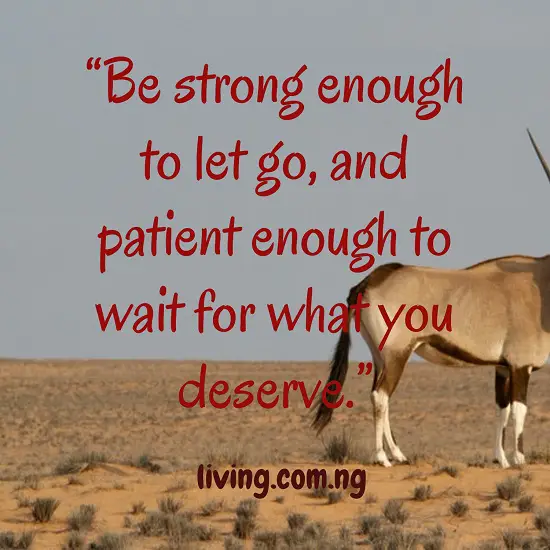 Be strong enough to let go, and patient enough to wait for what you deserve.