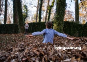 Jumping in Leaves Captions